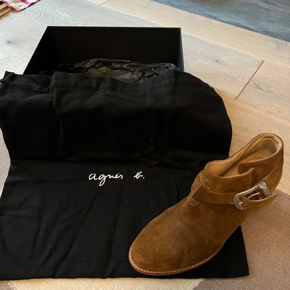 Agnes B Western Ankle Boots Brown Suede Size 38 NWB - Picture 5 of 7